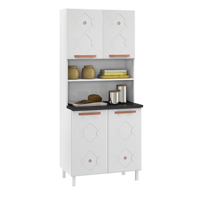 Paneleiro em Aço Mirage 4 Portas 3 Prateleiras Branco - Telasul