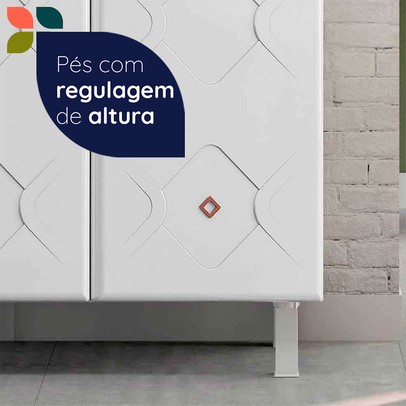 Paneleiro em Aço Mirage 4 Portas 3 Prateleiras Branco - Telasul