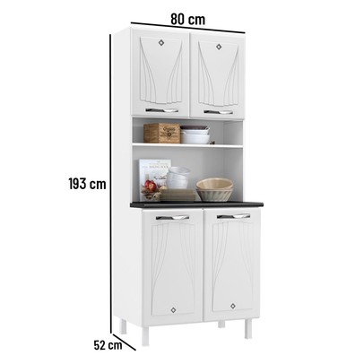 Paneleiro em Aço Star New 4 Portas 3 Prateleiras Branco - Telasul