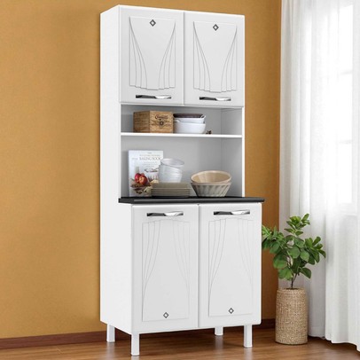 Paneleiro em Aço Star New 4 Portas 3 Prateleiras Branco - Telasul