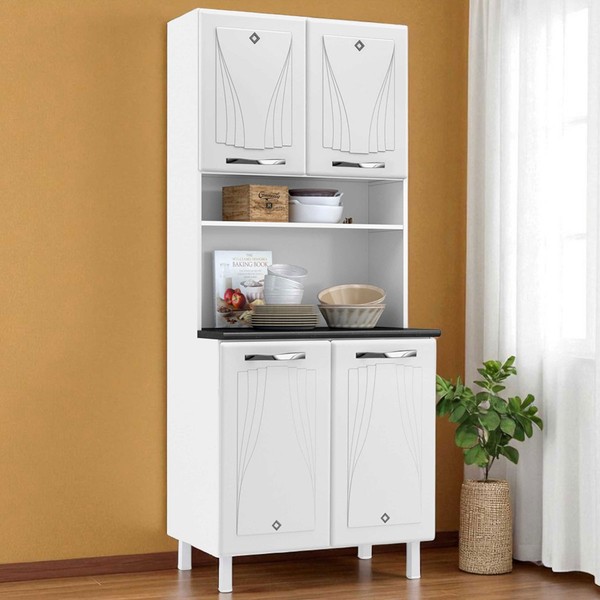 Paneleiro em Aço Star New 4 Portas 3 Prateleiras Branco - Telasul