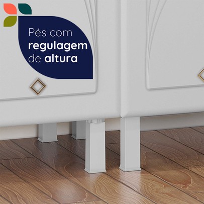 Cozinha Completa em Aço Star New 14 Portas 3 Gavetas com Vidro Branco - Telasul