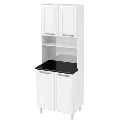 Paneleiro em Aço Topázio 4 Portas 3 Prateleiras Branco - Telasul