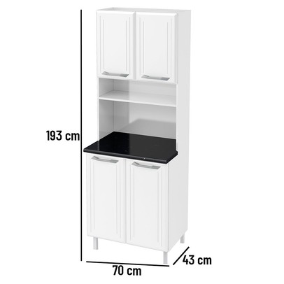 Paneleiro em Aço Topázio 4 Portas 3 Prateleiras Branco - Telasul