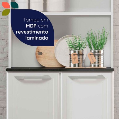 Paneleiro em Aço Topázio 4 Portas 3 Prateleiras Branco - Telasul