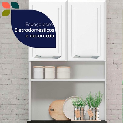 Paneleiro em Aço Topázio 4 Portas 3 Prateleiras Branco - Telasul