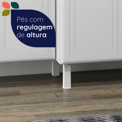 Cozinha Completa em Aço Topázio 14 Portas 3 Gavetas com Vidro Branco - Telasul