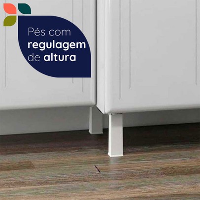 Cozinha Completa em Aço Topázio 14 Portas 3 Gavetas com Vidro Preto - Telasul