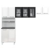 Cozinha Compacta em Aço Topázio 9 Portas com Vidro Branco Preto - Telasul