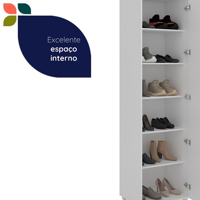 Sapateira Versa Home 1 Porta 5 Prateleiras com Espelho Branco - Telasul