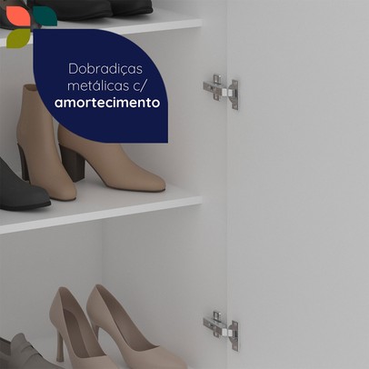 Sapateira Versa Home 1 Porta 5 Prateleiras com Espelho Branco - Telasul