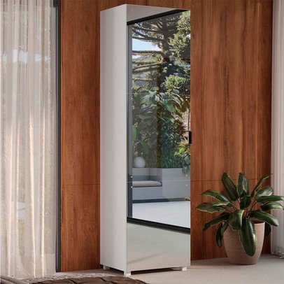 Sapateira Versa Home 1 Porta 5 Prateleiras com Espelho Branco - Telasul