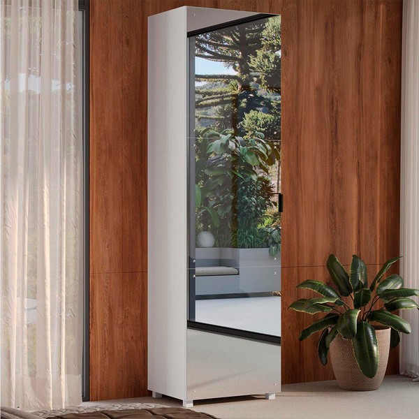 Sapateira Versa Home 1 Porta 5 Prateleiras com Espelho Branco - Telasul