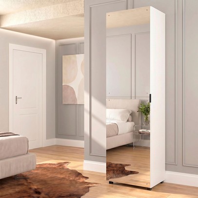 Sapateira Versa Home 1 Porta 5 Prateleiras com Espelho Branco - Telasul