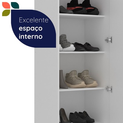 Sapateira Versa Home 1 Porta 5 Prateleiras com Espelho Branco - Telasul