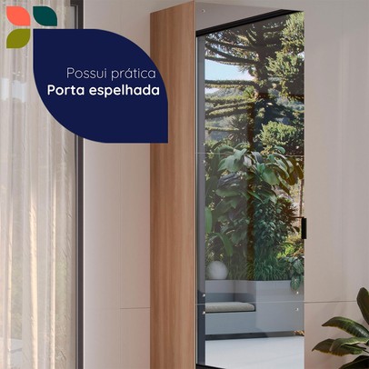 Sapateira Versa Home 1 Porta 5 Prateleiras com Espelho Freijó - Telasul
