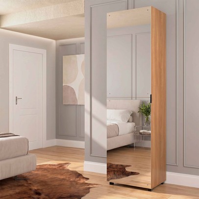 Sapateira Versa Home 1 Porta 5 Prateleiras com Espelho Freijó - Telasul