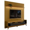 Rack com Painel para TV Até 70 Polegadas London 2 Portas 1 Prateleira Cedro/Preto - Olivar Móveis