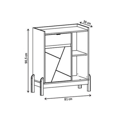 Aparador Buffet Bauman 1 Porta 1 Gaveta Off White/Cedro - Pnr Móveis