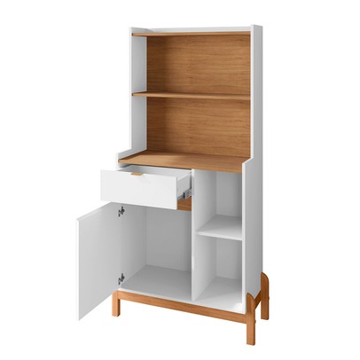 Aparador Café Bauman 1 Porta 1 Gaveta Branco/Cedro - Pnr Móveis