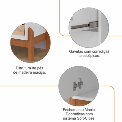 Aparador Café Bauman 1 Porta 1 Gaveta Branco/Cedro - Pnr Móveis