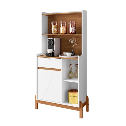 Aparador Café Bauman 1 Porta 1 Gaveta Branco/Cedro - Pnr Móveis