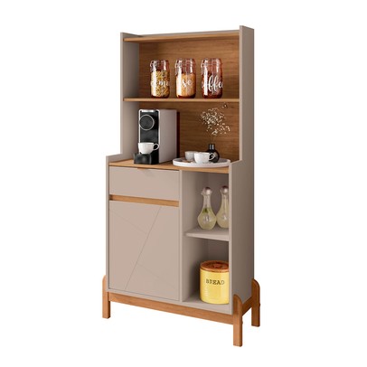 Aparador Café Bauman 1 Porta 1 Gaveta Off White/Cedro - Pnr Móveis