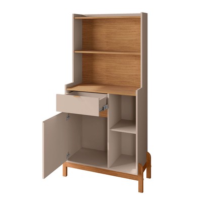 Aparador Café Bauman 1 Porta 1 Gaveta Off White/Cedro - Pnr Móveis