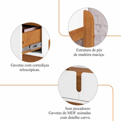 Aparador Eleven 2 Gavetas Branco/Cedro - Pnr Móveis