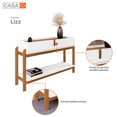 Aparador Eleven 2 Gavetas Branco/Cedro - Pnr Móveis