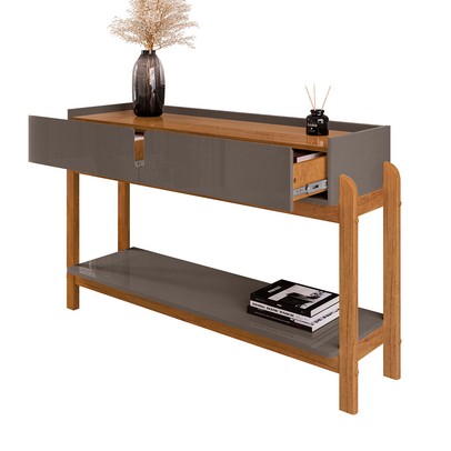 Aparador Eleven 2 Gavetas Cinza Perola/Cedro - Pnr Móveis