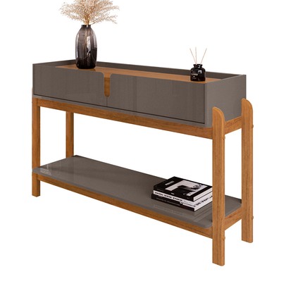 Aparador Eleven 2 Gavetas Cinza Perola/Cedro - Pnr Móveis