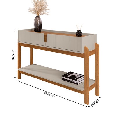 Aparador Eleven 2 Gavetas Off White/Cedro - Pnr Móveis