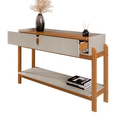 Aparador Eleven 2 Gavetas Off White/Cedro - Pnr Móveis