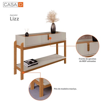 Aparador Eleven 2 Gavetas Off White/Cedro - Pnr Móveis