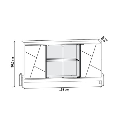 Balcão Buffet Jim 4 Portas 3 Prateleiras com Vidro Off White/Cedro - Pnr Móveis