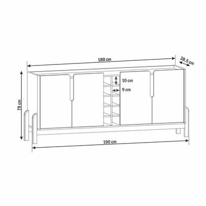 Balcão Buffet Max 4 Portas com Adega Off White/Cedro - Pnr Móveis