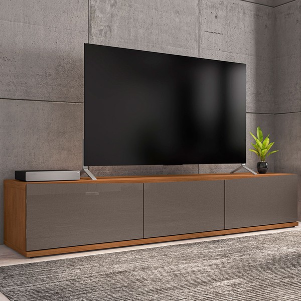 Rack para TV Até 60 Polegadas Hans 1,80 2 Portas 1 Gaveta Noce/Cinza Perola - Pnr Móveis