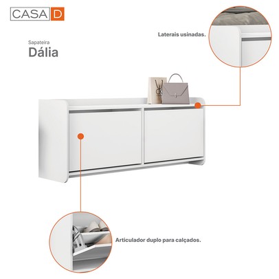 Sapateira Scarlett 2 Portas Branco - Pnr Móveis