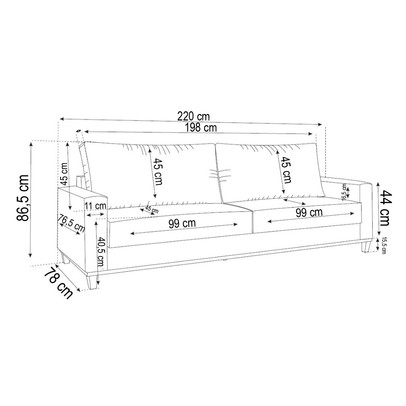 Sofá Living 4 Lugares Zack Linhão Castanho - Vian