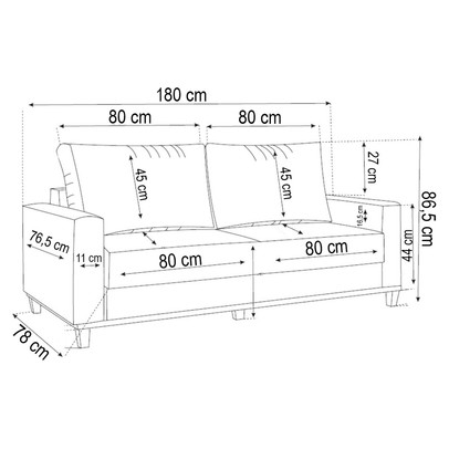 Sofá Living Gilbran 3 Lugares Linhão Nanquin - Vian