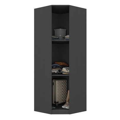 Guarda-Roupa Solteiro Modulado Lugano 1 Porta 2 Prateleiras Grafite - Hecol Móveis