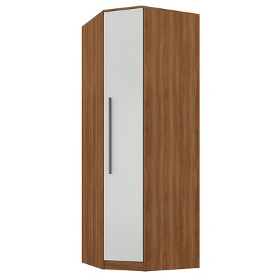 Guarda-Roupa Solteiro Modulado Lugano 1 Porta 2 Prateleiras Nogal/Branco - Hecol Móveis