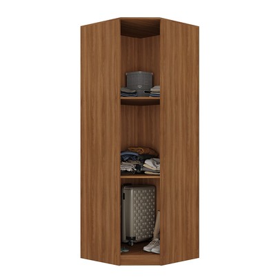 Guarda-Roupa Solteiro Modulado Lugano 1 Porta 2 Prateleiras Nogal/Branco - Hecol Móveis