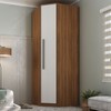 Guarda-Roupa Solteiro Modulado Lugano 1 Porta 2 Prateleiras Nogal/Branco - Hecol Móveis