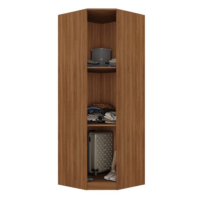 Guarda-Roupa Solteiro Modulado Lugano 1 Porta 2 Prateleiras Nogal/Grafite - Hecol Móveis