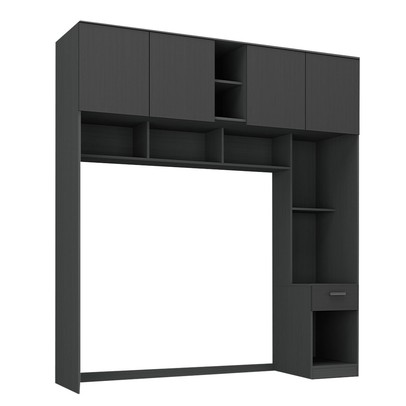 Guarda-Roupa Solteiro Modulado Ponte Lugano 4 Portas 1 Gaveta Grafite - Hecol Móveis