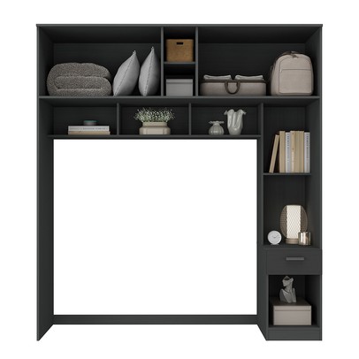 Guarda-Roupa Solteiro Modulado Ponte Lugano 4 Portas 1 Gaveta Grafite - Hecol Móveis