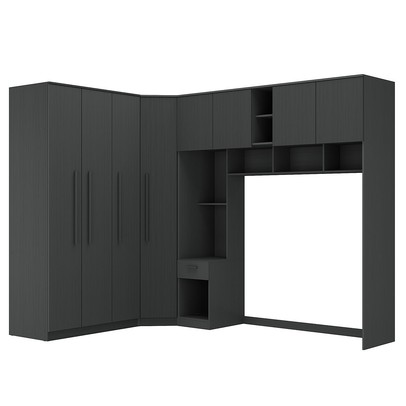 Guarda-Roupa Casal Modulado Lugano 8 Portas 3 Gavetas Grafite - Hecol Móveis