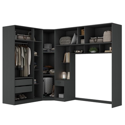 Guarda-Roupa Casal Modulado Lugano 8 Portas 3 Gavetas Grafite - Hecol Móveis